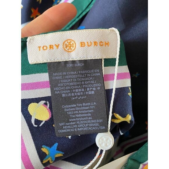 tory burch daydream silk square scarf 36"x36" tory navy blue new rare last one - Picture 11 of 11